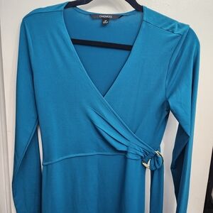 Chadwicks Teal Long Sleeve Wrap Dress